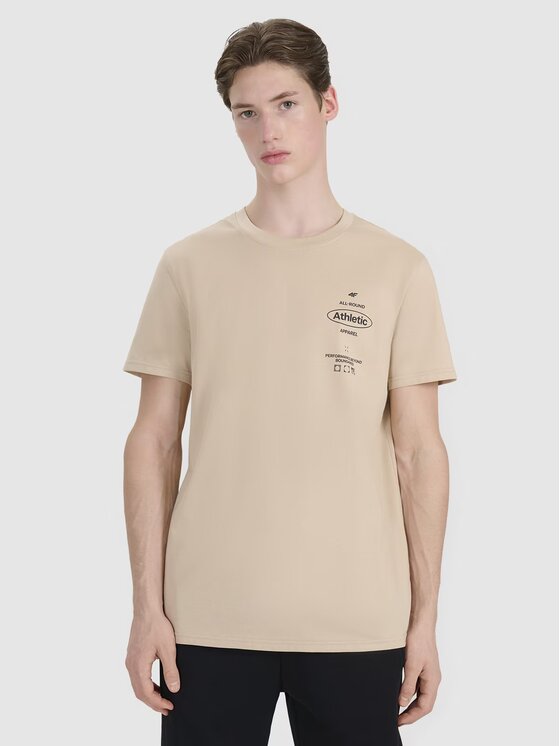 4F 4F T-Shirt SS MIDSHOP TEXTILE Brązowy jasny Regular Fit