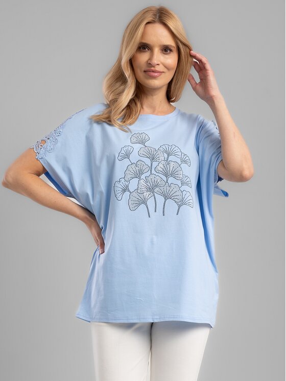 Perso Perso T-Shirt TCE242114F Błękitny Regular Fit