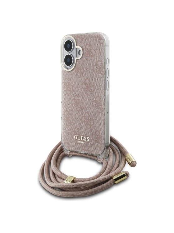 Guess Guess Etui na telefon Crossbody Cord 4G Print Różowy