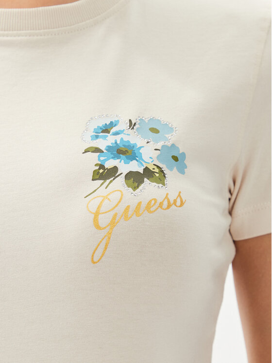 Guess Guess T-shirt Flowers W4YI30 J1314 Žuta Slim Fit