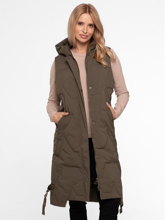 Perso Perso Kurtka damska BLH220050F Khaki Regular Fit