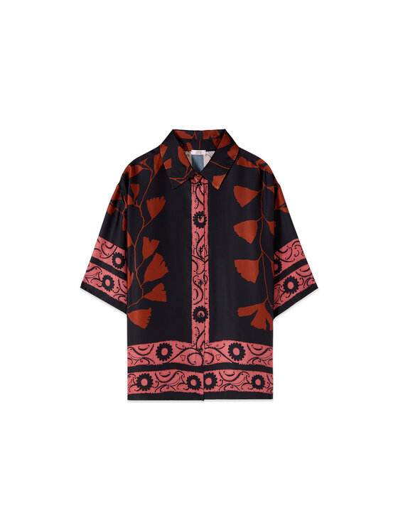 Oltre Oltre Koszula 5006J000824N0Z3 Czarny Boxy Fit