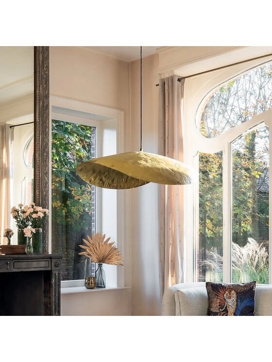 MIAhome MIAhome Lampa wisząca młotkowane złoto Loran 80 cm Złoty