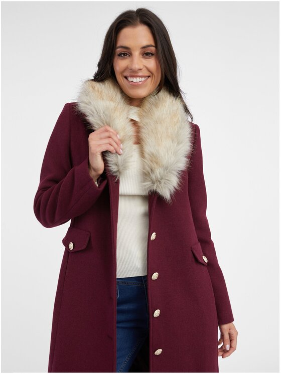Orsay Orsay Płaszcz 830288451000__40 Bordowy Straight Fit