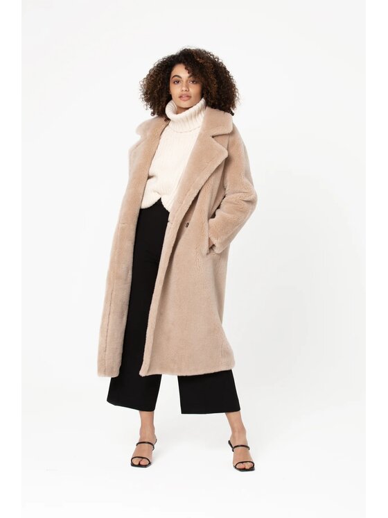 GIODORO GIODORO Μάλλινο παλτό S Μπεζ Straight Fit