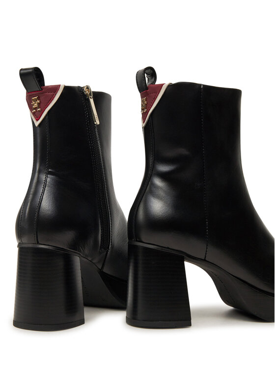 Tommy Hilfiger Tommy Hilfiger Botine Premium Leather High Heel Bootie FW0FW08100 Negru