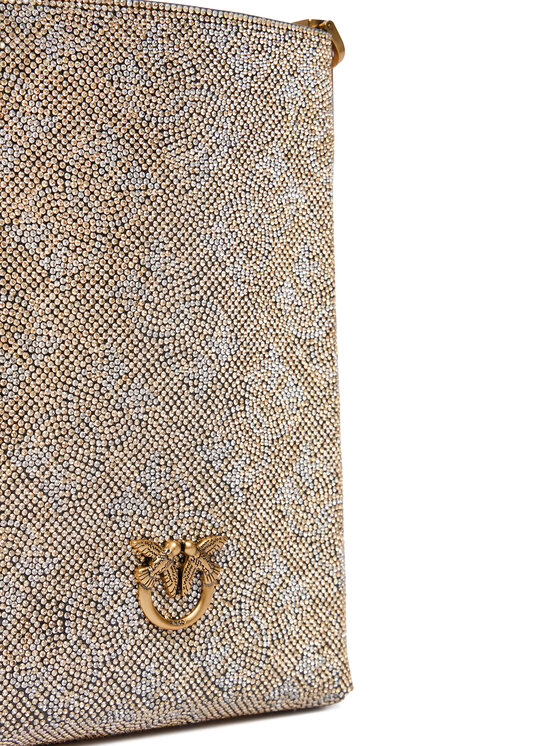 PINKO PINKO Torebka na telefon Phone Case Monogram Full Strass AI 25-26 PCPL 105358 A20D Złoty