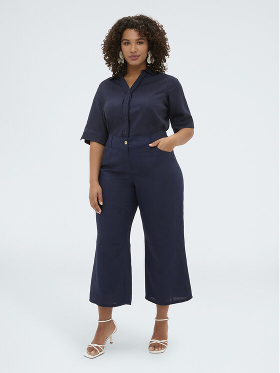 Fiorella Rubino Fiorella Rubino Spodnie materiałowe P034T005264N0Z4 Niebieski Over Fit