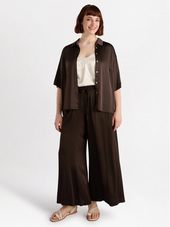 Fiorella Rubino Fiorella Rubino Pantaloni di tessuto P092L002268N022 Marrone Over Fit