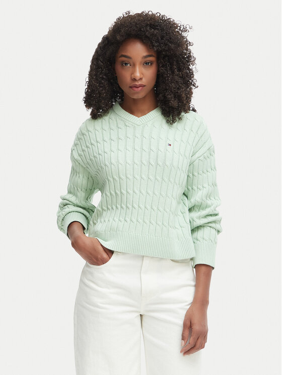 Tommy Hilfiger Tommy Hilfiger Sweater WW0WW48433 Világoszöld Regular Fit