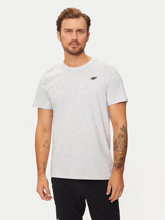 4F 4F T-Shirt 4FWMM00TTSHM1843 Szary Regular Fit