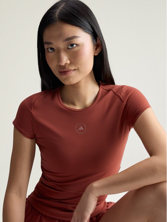 adidas by Stella McCartney adidas by Stella McCartney Koszulka techniczna 161466 Brązowy Fitted Fit