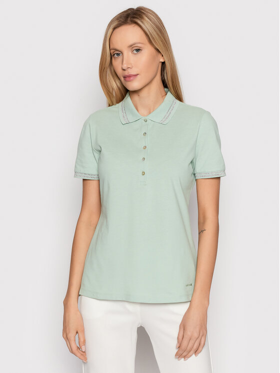 Geox Tricou polo W Piquet Lurex W2510A T2649 F4555 Verde Regular Fit