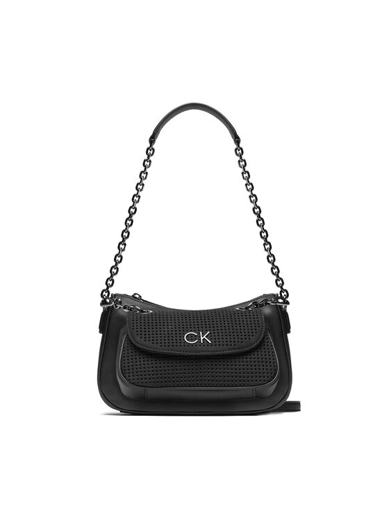 Geantă Calvin Klein Re-Lock Dbl Shoulder Bag Perf K60K610620 Negru