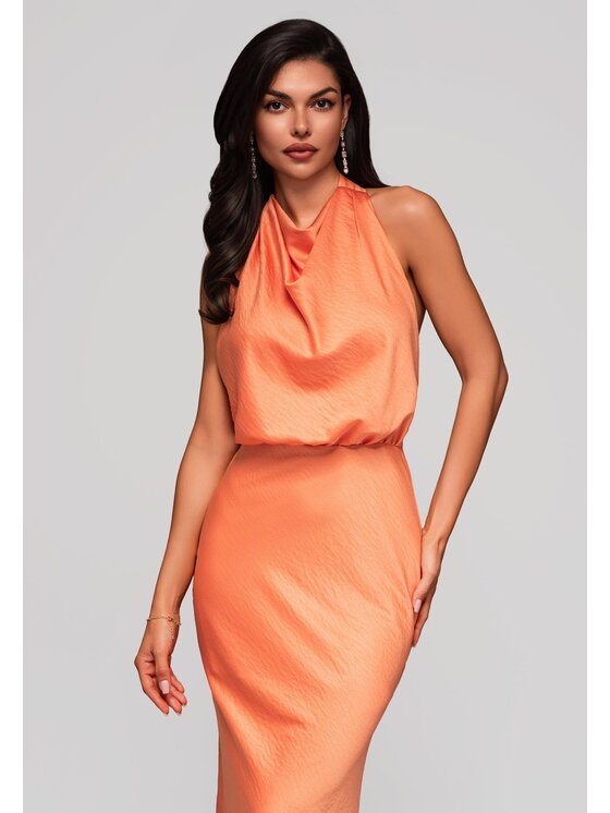 Ombre Ombre Sukienka wieczorowa LA-OM-DLR129 Pomarańczowy Slim Fit