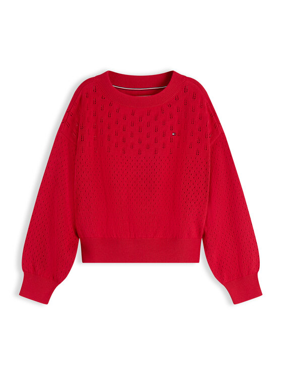 Tommy Hilfiger Tommy Hilfiger Πουλόβερ Pointelle KG0KG09504 Κόκκινο Relaxed Fit