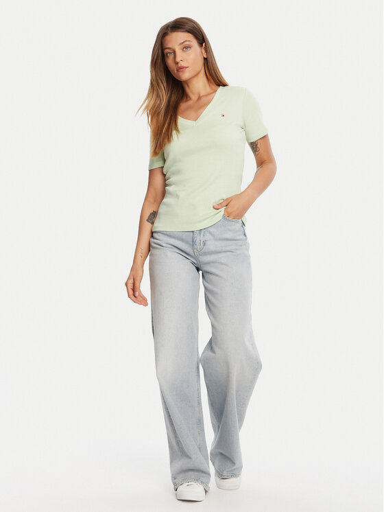 Tommy Hilfiger Tommy Hilfiger Marškinėliai New Cody WW0WW40584 Žalia Slim Fit