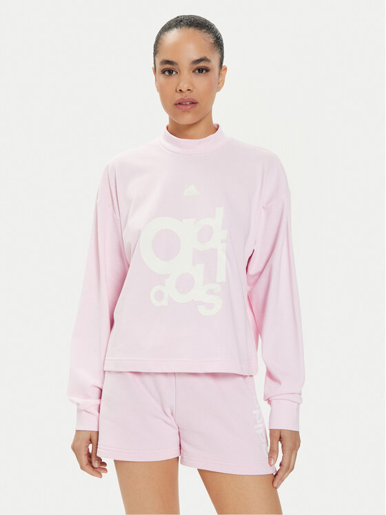adidas Bluză French Terry Print IS4299 Roz Loose Fit