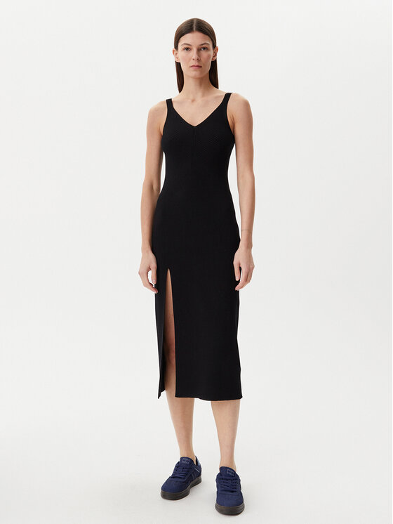 Lacoste Lacoste Strickkleid EF9270 Schwarz Slim Fit