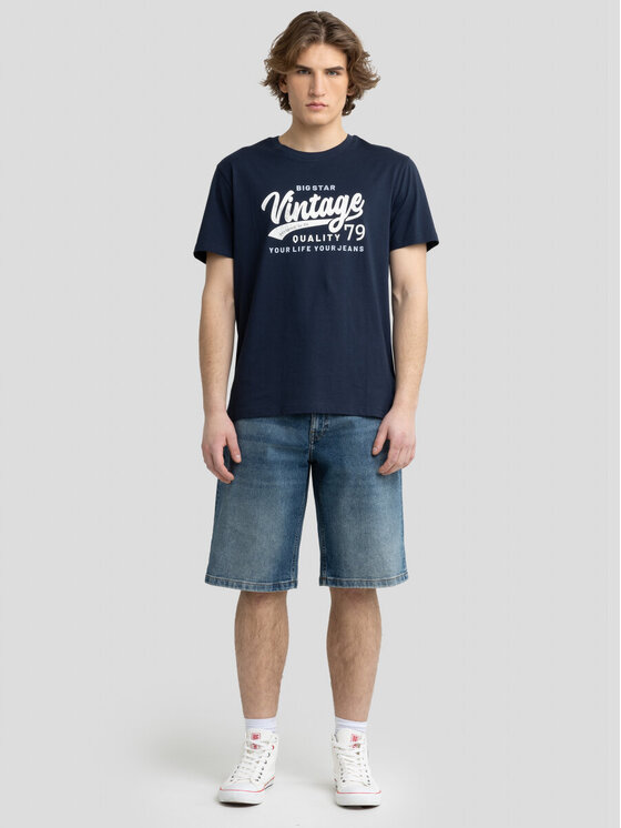 BIG STAR BIG STAR T-Shirt GRALIS_403_150 Granatowy Oversize