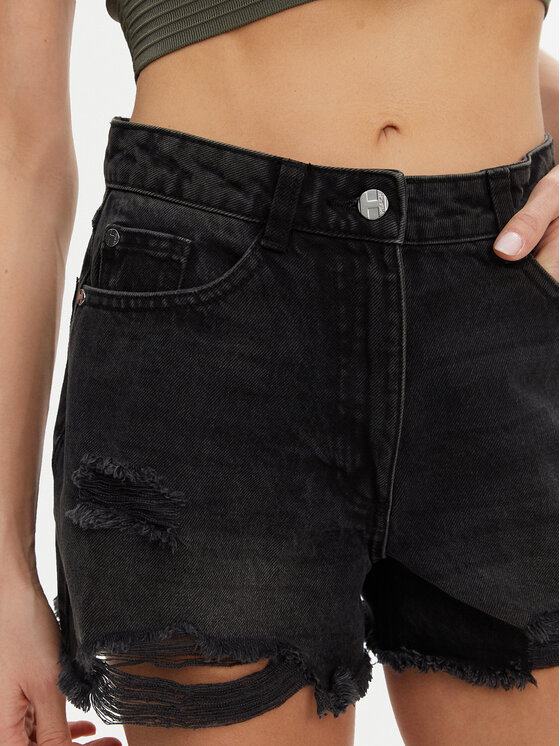 Silvian Heach Silvian Heach Džínové šortky GPP25123SH Černá Regular Fit