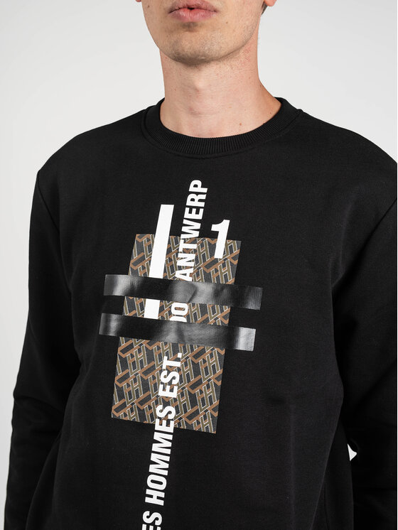 Les Hommes Les Hommes Μπλούζα LLH421-758P | Round Neck Sweater Μαύρο Regular Fit