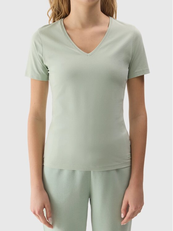 4F 4F Tričko 4FWSS24TTSHF1359-42S-XS Zelená Slim Fit