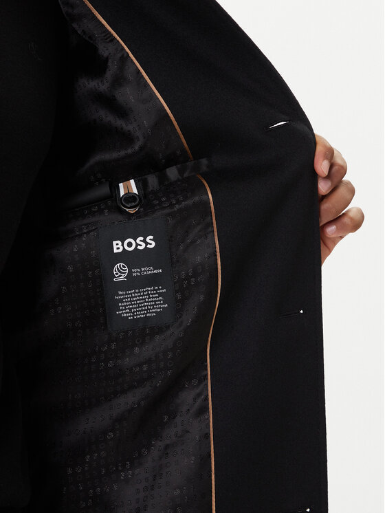 BOSS BOSS Volneni plašč H-Hyde 50551078 Črna Slim Fit