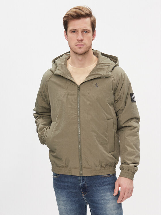 Calvin Klein Jeans Prechodná bunda Hooded Padded Harrington J30J324698 Zelená Regular Fit