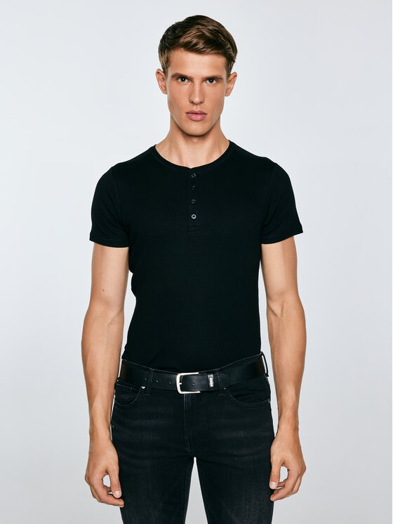 BIG STAR BIG STAR T-Shirt BASICAG Czarny Slim Fit