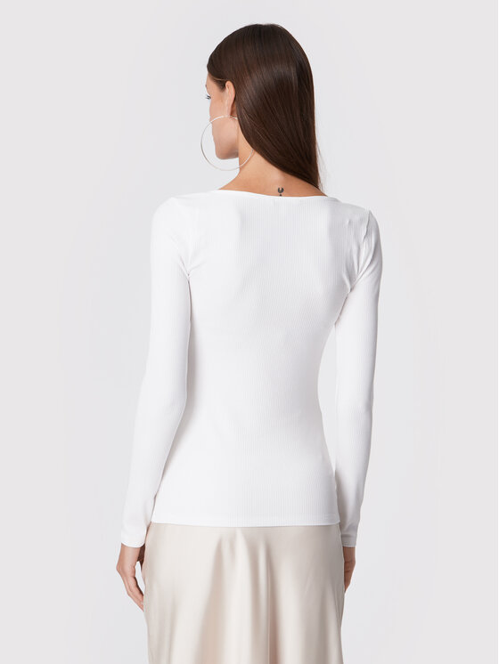 Guess Guess Bluză W2YP46 KBCO2 Alb Slim Fit