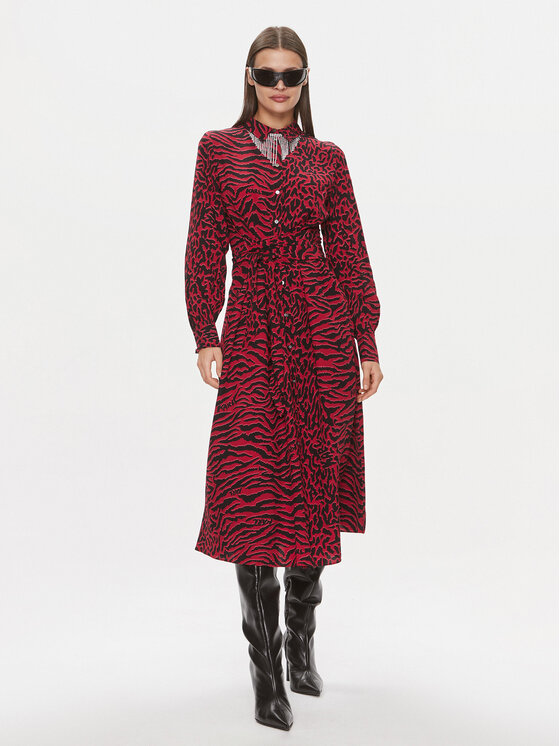 KARL LAGERFELD KARL LAGERFELD Košeľové šaty 240W1300 Bordová Regular Fit
