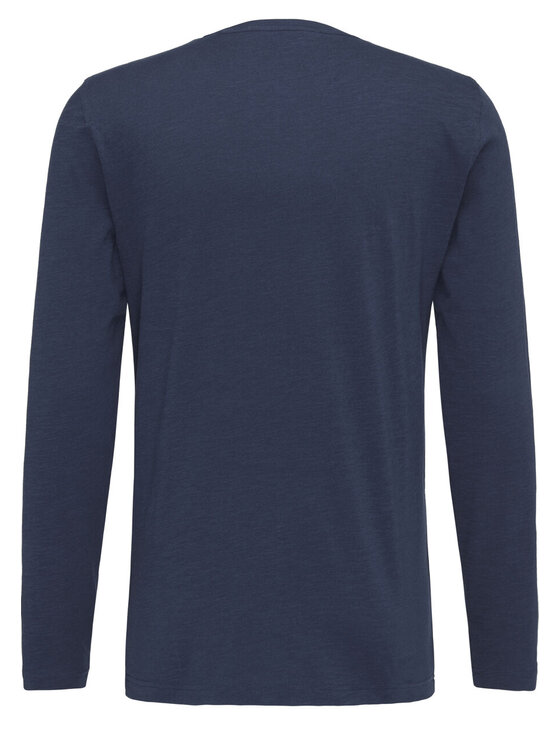 Mustang Mustang T-Shirt SLUB LONGSLEEVE Niebieski Regular Fit