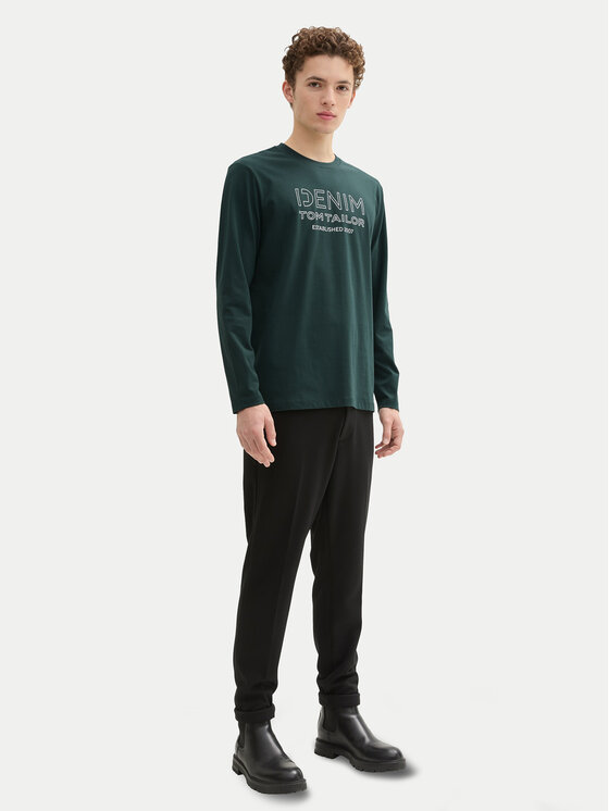Tom Tailor Denim Tom Tailor Denim Pikkade varrukatega T-särk 1043484 Roheline Regular Fit