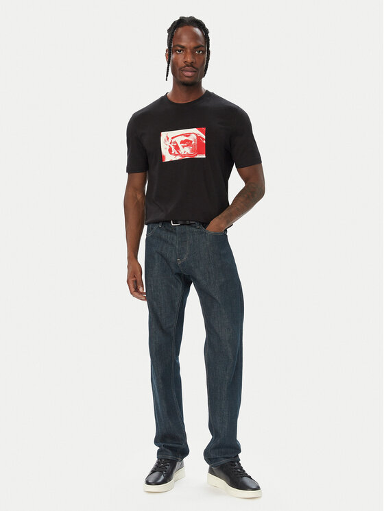 HUGO HUGO Тишърт Dirom 50570844 Черен Regular Fit