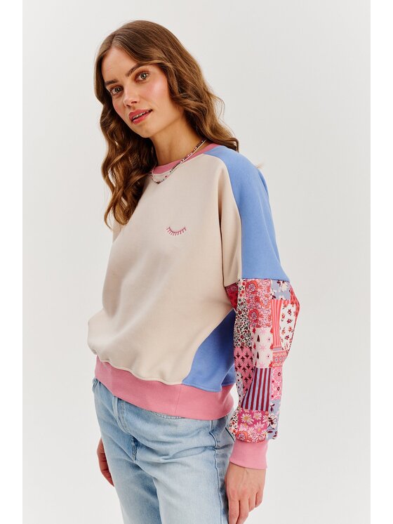 NAOKO NAOKO Mikina Boho Therapy Béžová Regular Fit