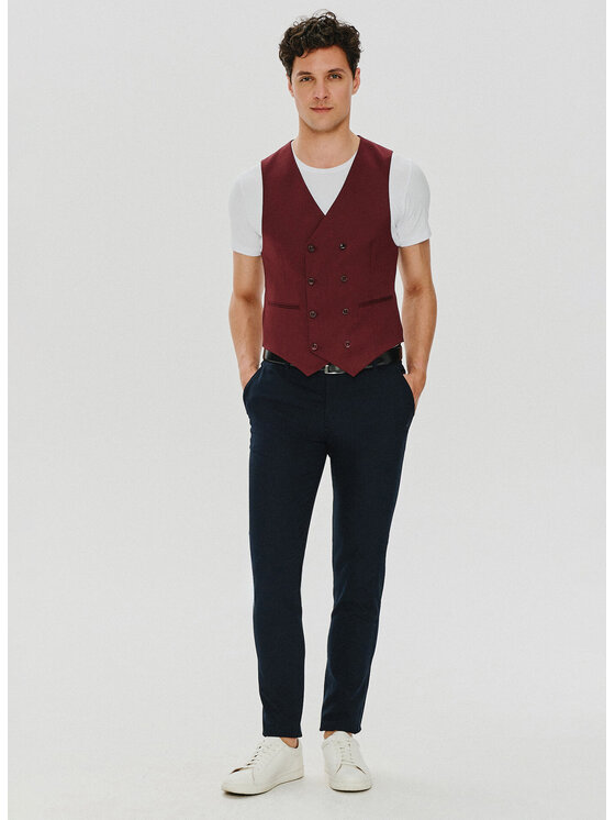 Pako Lorente Pako Lorente Kamizelka P24SF-8X-013 Bordowy Slim Fit