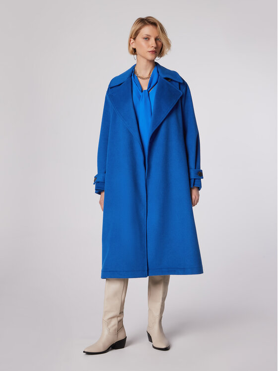 Simple Simple Cappotto di transizione PLD502-02 Blu Relaxed Fit