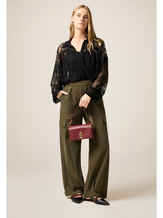 Oltre Oltre Pantaloni di tessuto P037J002516N035 Verde Boy Fit