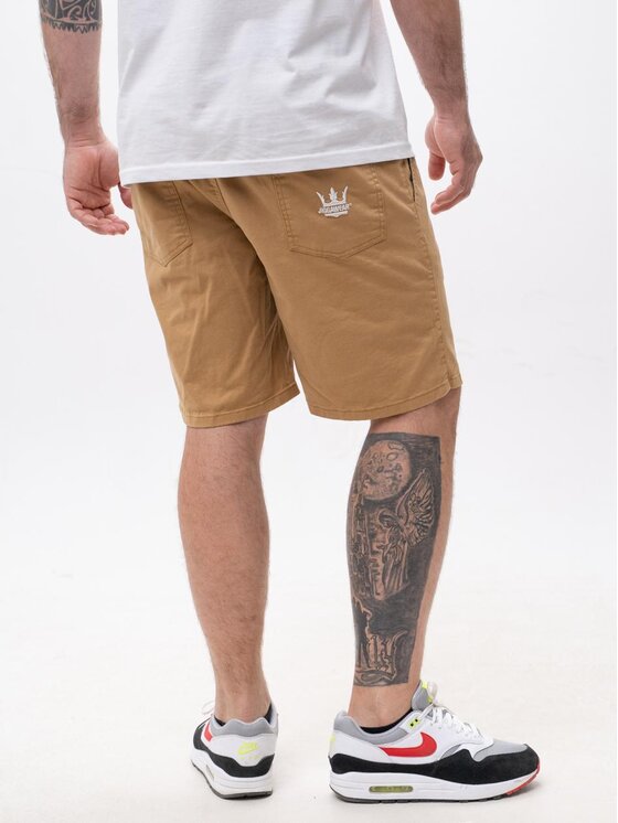 Jigga Wear Jigga Wear Szorty materiałowe Na urlop wakacje Piaskowe KORONA Crown Pocket XXL Beżowy Regular Fit