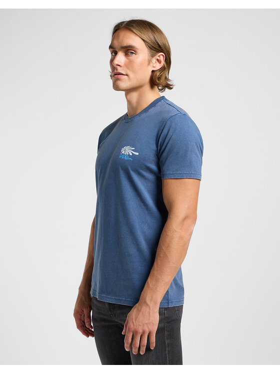 Lee Lee T-Shirt MEDIUM LOGO TEE Niebieski Regular Fit