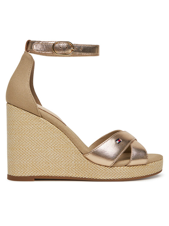 Tommy Hilfiger Tommy Hilfiger Sandály Flag Metallic High Wedge Espad FW0FW08811 Zlatá