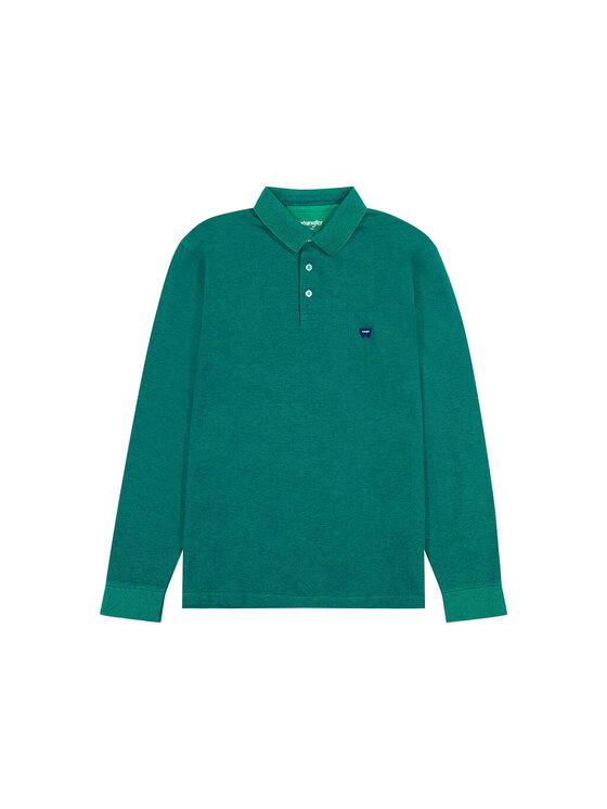 Wrangler Wrangler T-Shirt LS REFINED POLO Zielony Regular Fit