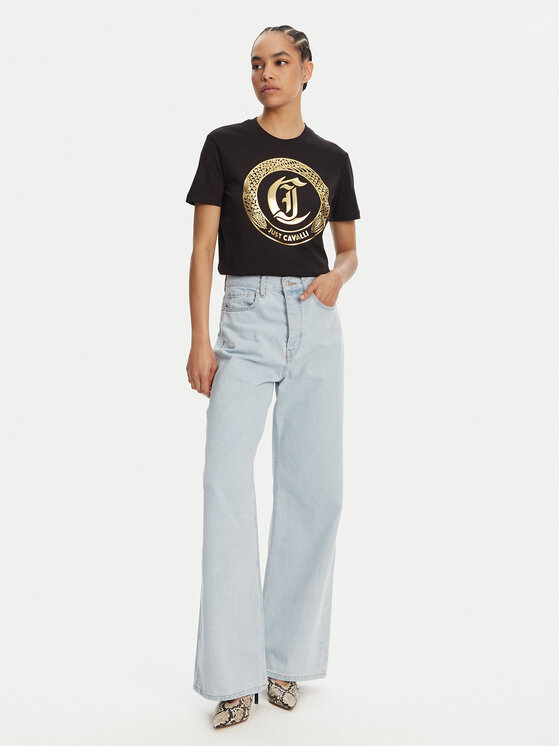 Just Cavalli Just Cavalli T-shirt 78PAHT01 Crna Regular Fit