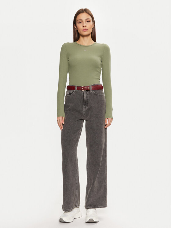 Tommy Jeans Tommy Jeans Bluza Essential DW0DW17387 Zelena Slim Fit