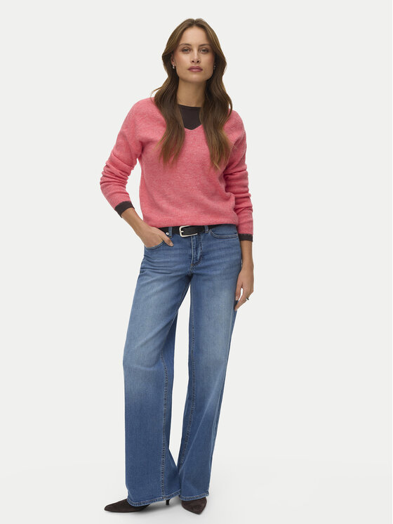 Vero Moda Vero Moda Svetr Crewlefile 10233357 Korálová Loose Fit