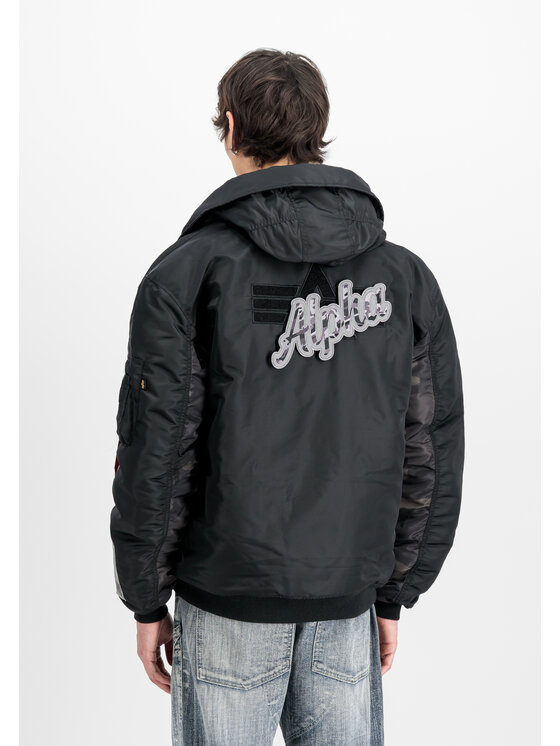 Alpha Industries Alpha Industries Kurtka bomber MA-1 Hooded Studio Winter Jacket Czarny Loose Fit