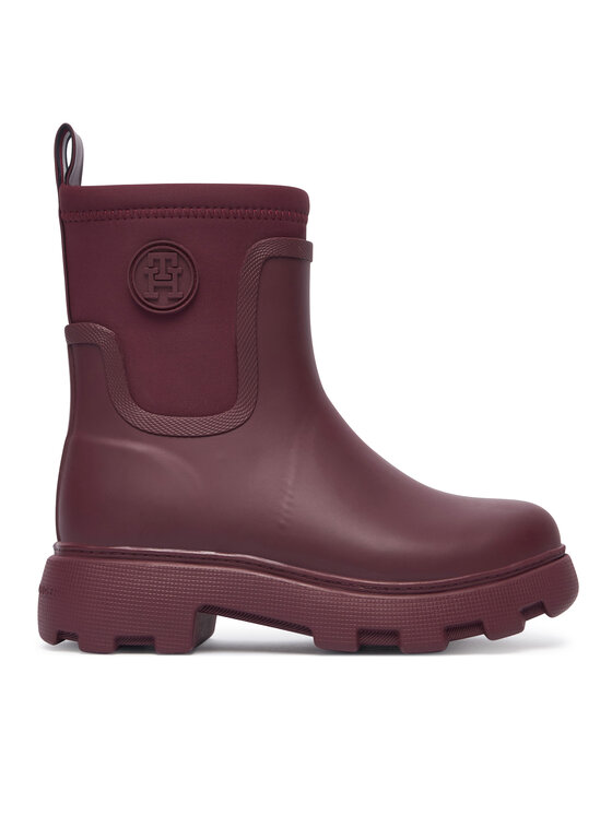 Tommy Hilfiger Cizme de cauciuc Th Stamp Warm Ankle Rain Boot FW0FW09544 Vișiniu