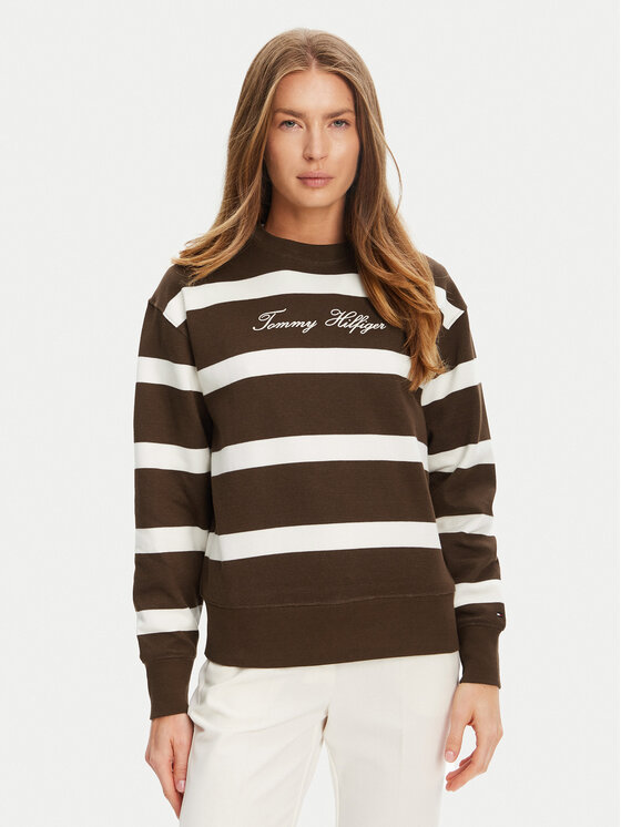 Tommy Hilfiger Bluza Script WW0WW45743 Brązowy Regular Fit