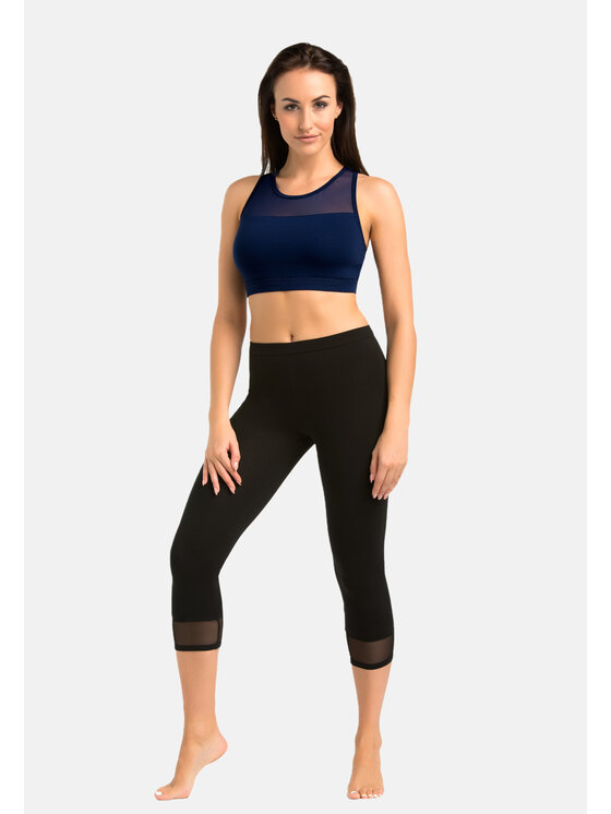 Teyli Teyli Legginsy bawełniane 3/4 Glamo Czarny Regular Fit